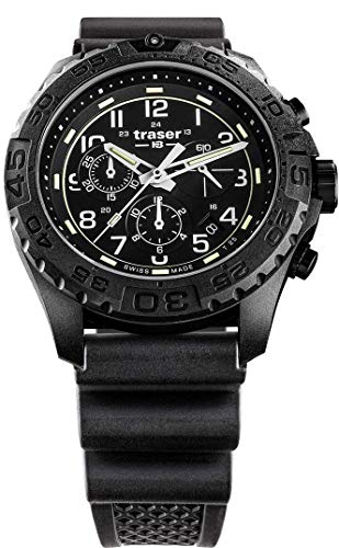 Traser H3 P96 Outdoor Pioneer Evolution Chrono Black Tactical Watch Militär Armbanduhr Kautschuk Armband