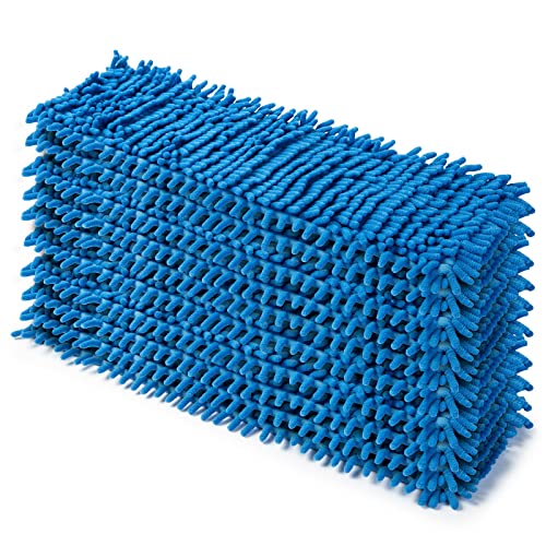 10x Chenille Wischbezüge Wischmopp Aufnehmer, Haushalt Wischbeleg, für alle gängigen Klapphalter 50 cm OR Blau