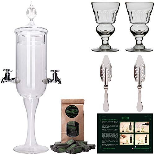 Absinth Zubehör Set Petite | 1X Absinth-Fontäne | 2X Absinth-Gläser | 2X Absinth-Löffel | 1X Absinth-Zucker