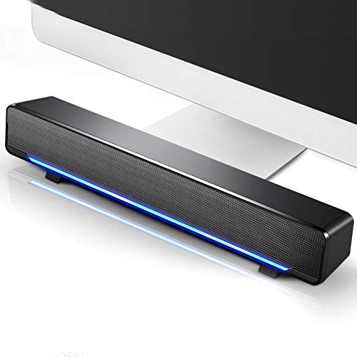 Soundbar, Stereo-Soundbar mit USB-Kabel, Haushaltslautsprecher für Desktop-Computer oder Laptop-PC oder Mobiltelefone, Bass-Surround-Sound, kristallklar(Schwarz)