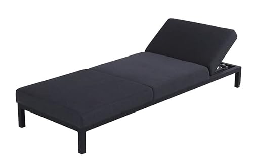 Hartman Adam Gartenliege, schwarz aus Aluminium & Sunbrella-Textil, 195x70x30cm, Rückenlehne verstellbar, inkl. Kissen
