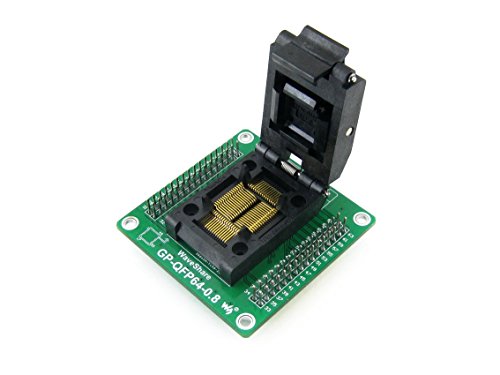 pzsmocn Clamshell Programming Connector/Converter/Adapter GP-QFP64-0.8 (with PCB), 64-Pin, 0.8mm Pitch, Yamaichi IC Test Burn-in Socket Adapter, Applied to QFP64, PQFP64, TQFP64, LQFP64 Packages.