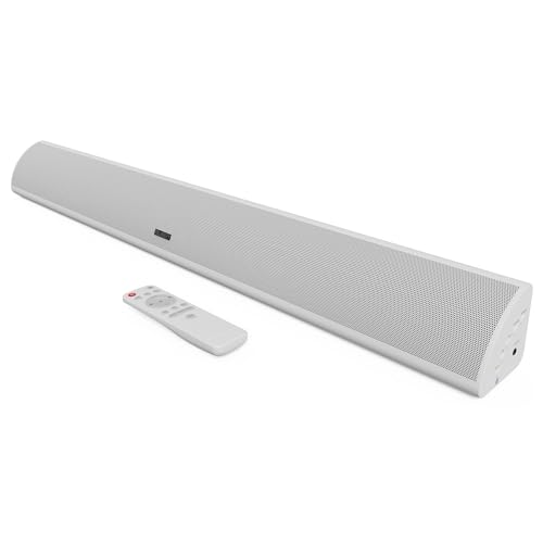 MAJORITY Snowdon Bluetooth Soundbar für TV Geräte | 120W 2.1 Lautsprecher für Fernseher mit Eingebauter Subwoofer | Wandmontierbares Soundsystem | RCA, Optisch, AUX & Inklusive Fernbedienung (Weiß)