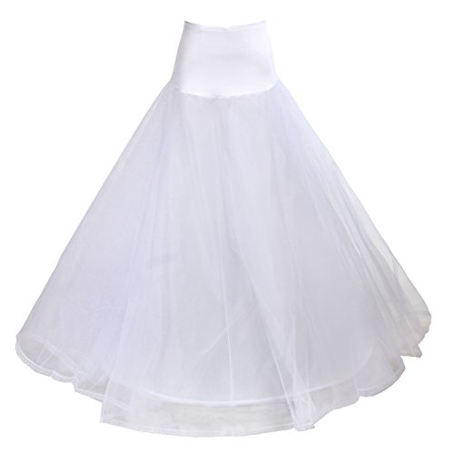 TUKA Reifrock Unterrock Elastisch 1 Ring mit Spitze, One-Size für Gr. 32 bis Gr. 42, Petticoat Vintage Retro Crinoline für Ballkleid Wedding Kleid Brautkleid Abendkleid, Weiß, TKB0019 White