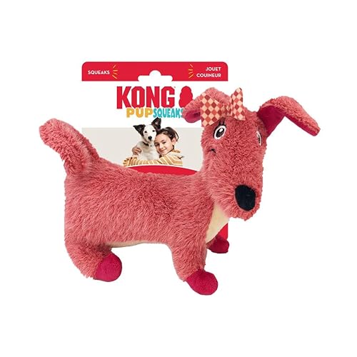 KONG PupSqueaks Ganzkörper-Hundespielzeug mit Quietschelement, Gänseblümchen, Rosa