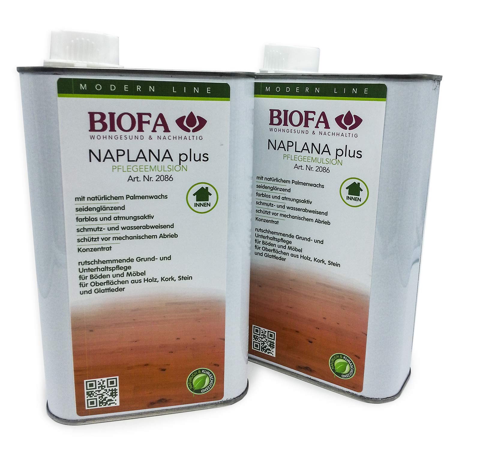 Eco-Werk Set | Biofa Naplana Plus | antirutsch | Pflegeemulsion | 1 Liter | Set 2 Stück