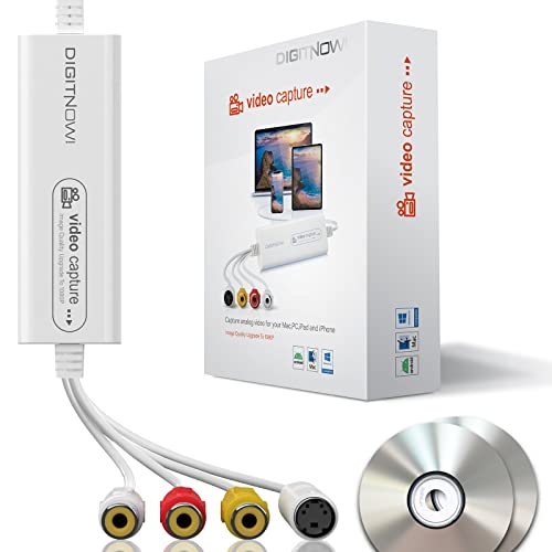 DIGITNOW! USB 2.0 Video Capture Card,VHS VCR TV zu DVD Converter,Unterstützung für Mac OS X PC Windows 7 8 10