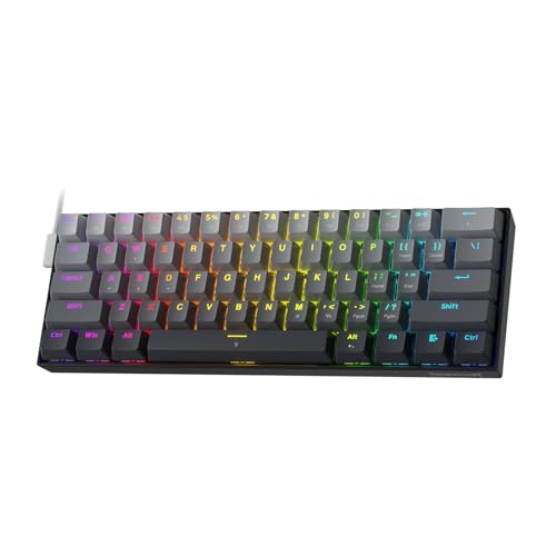 Redragon K617 Magnetic Switch Rapid Trigger Gaming Keyboard, 60% Wired Mechanical Keyboard mit 8k Hz Polling Rate (0.1ms), Hyper-Fast 0.2mm Actuation Custom Switch Adjustable via Software, Misty Grey