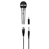 Thomson Mikrofon für Karaoke (Karaoke Mikrofon mit 3 m Kabel + XLR Kupplung, 3,5 mm Klinke für HiFi Anlage, dynamisches Mikrofon mit Niere, Gesangsmikrofon mit Adapter 6,3 mm für Mischpult) silber