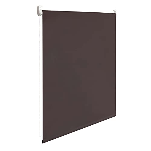 Sonnewelt Thermo-Rollo ohne Bohren Klemmfix Verdunkelungsrollo 100% Polyester 120cm x 160cm Braun Verdunklungsrollo Fensterrollo Rollo Seitenzugrollo Klemmrollo für Fenster & Tür