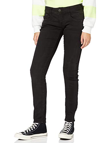Herrlicher Damen Gila Slim Jeans, Schwarz (Tempest 671), 25W / L30 (Herstellergröße: 25)
