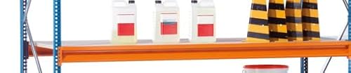 qpool24 Zusatzebene mit Spanplatten, W 100, 2500 x 1200 mm, orange/verzinkt, Fachlast 1.015 kg