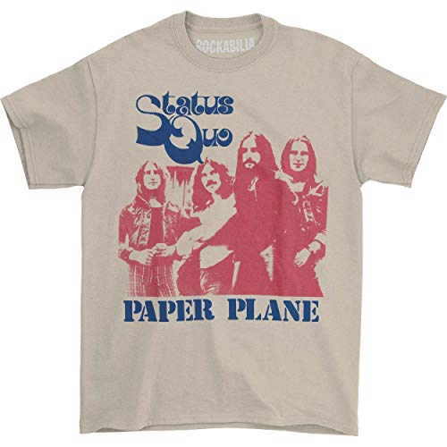 Status Quo T Shirt Paper Plane Group Shot Band Logo offiziell Herren Nue Beige