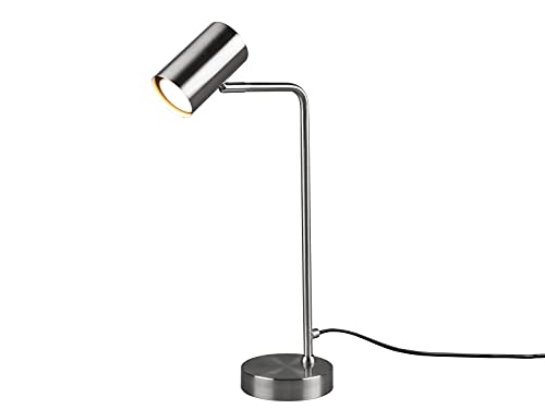 TRIO Beleuchtung LED Schreibtischlampe Metall in Silber matt mit schwenkbarem Spot, Höhe 45 cm