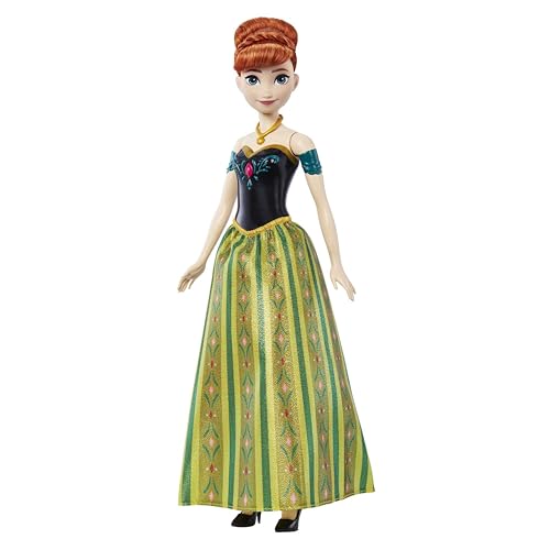 Disney Frozen HMG47 - Disney Die Eiskönigin Spielzeug, Anna-Musikpuppe in charakteristischer Kleidung, spielt eine instrumentale Version von „Zum ersten Mal“ , Disney Puppen Spielzeug ab 3 Jahren