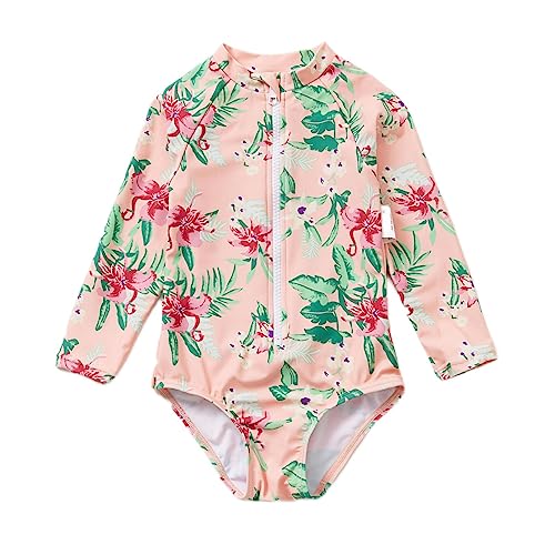Soui Baby Mädchen EIN stück Langärmelige-Kleidung UV-Schutz 50+ Badeanzug MIT Einem (Rosa, 24-36Months)