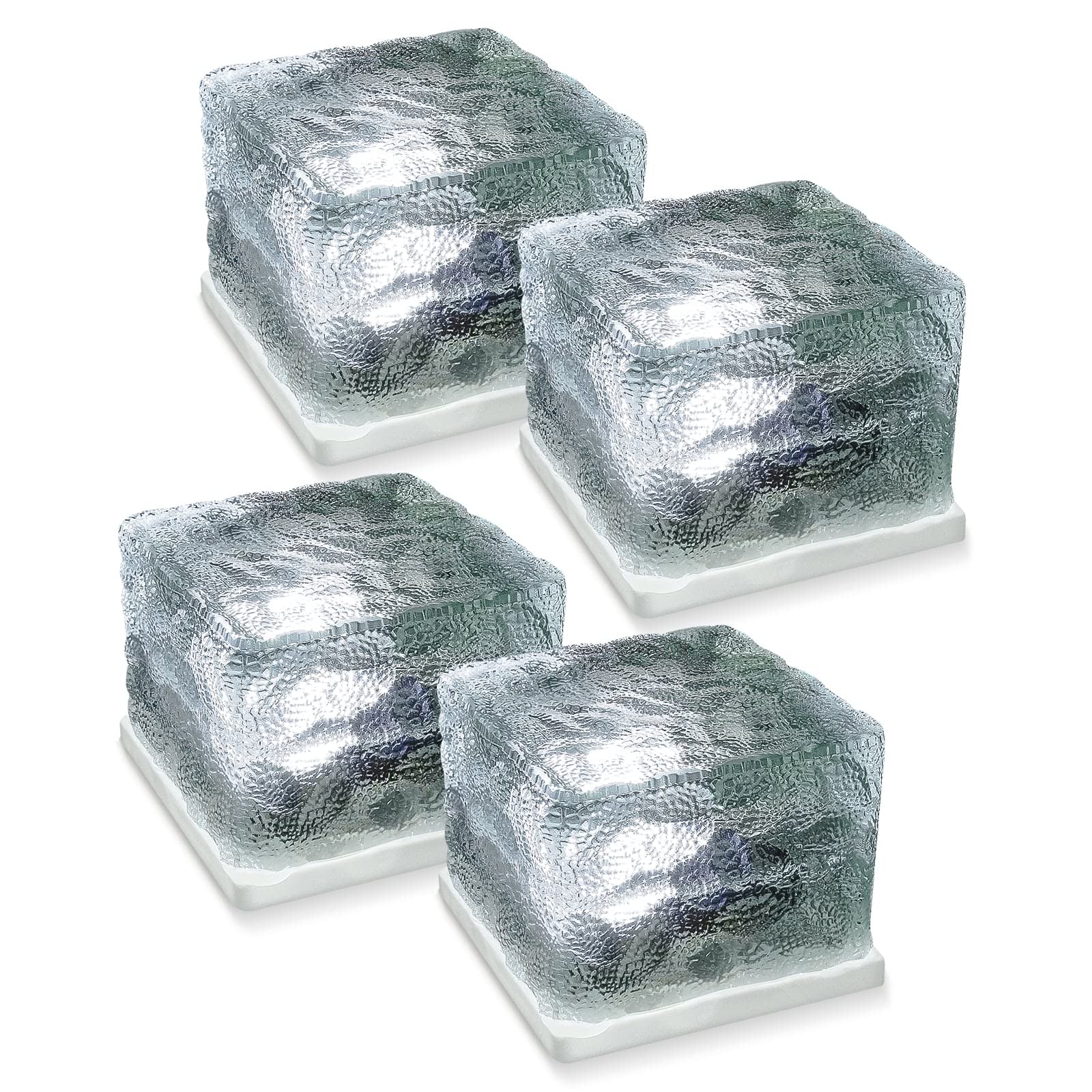 Eaxus® 4er Set LED Solar Leuchte "Solar Cube" - Eiswürfel als Wohnzimmer-Deko & Gartendeko