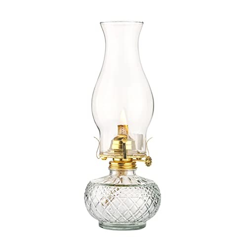 Große Öllampe for Innenseite - antike Paraffinlampe transparente Glasöllampe mit Glasschornstein-Desktop-Kerosinlampe Öl for Küche