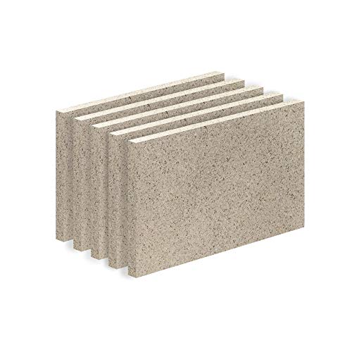 Vermiculite Platte Schamott-Ersatz für Kamin-Ofen Feuerraum Auskleidung SF600 500x300mm 30mm Stärke Temperaturbeständig bis 1100 °C mind. 600kg/m³ Rohdichte (x5)