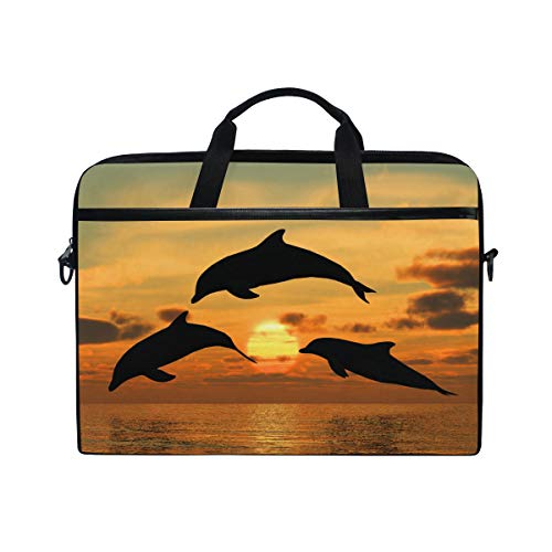 LUNLUMO Delphin Gelber Sunset 38,1 cm (15 Zoll) Laptop- und Tablet-Hülle für Business/Uni/Damen/Herren