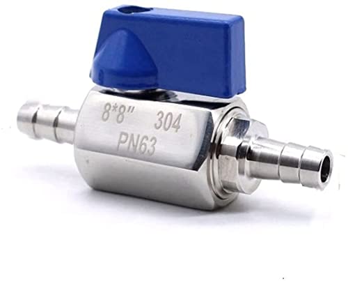 KEDUODUO Kugelventil passend für 7 8 10 12 mm Schlauchtülle gleicher Durchmesser Schlauch Kugelventil SUS304 Edelstahl mit Blau