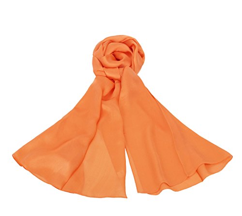 PB-SOAR 100% Seide Seidenschal Schal Halstuch Stola, einfarbiger Schal aus reiner Seide, schlicht und leicht, 8 Farben auswählbar (Orange)