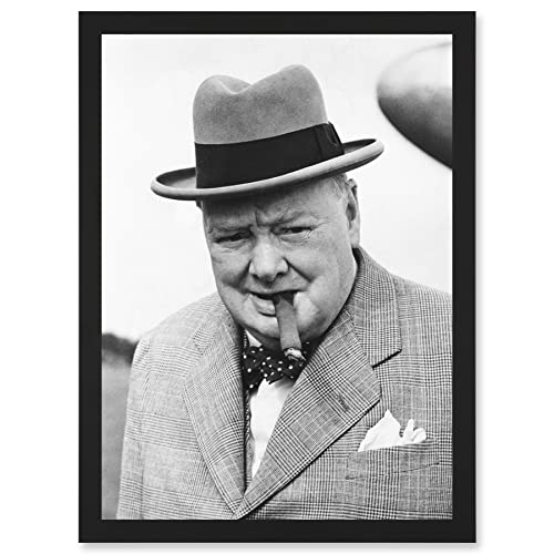 Vintage Photo Winston Churchill Cigar Prime Minister Britain UK Artwork Framed Wall Art Print A4
