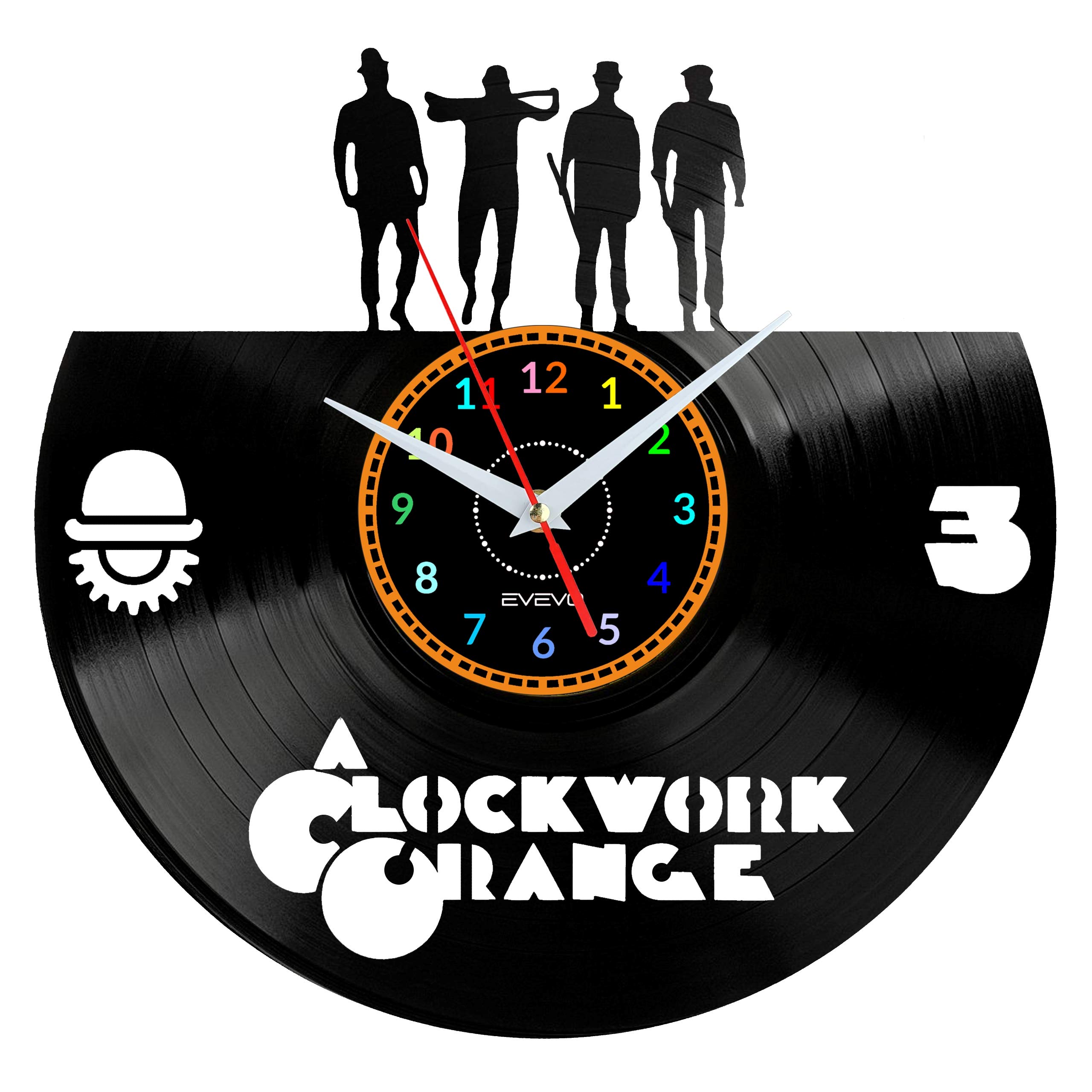 EVEVO Clockwork Orange Wanduhr Vinyl Schallplatte Retro-Uhr Handgefertigt Vintage-Geschenk Style Raum Home Dekorationen Tolles Geschenk Wanduhr Clockwork Orange