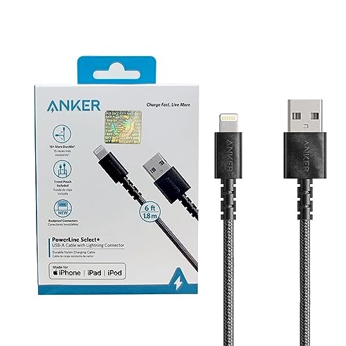 Anker Powerline II Lightning Kabel, [1,8 m] USB Lade-/Sync Lightning Kabel Kompatibel mit iPhone SE 11 11 Pro 11 Pro Max Xs MAX XR X 8 7 6S 6 5, iPad und mehr – 18 Monate Local War. ranty