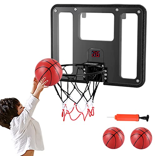 PELLOR Mini Basketballkorb Basketballkorb Kinder Erwachsener mit Elektronischer Bewertungsfunktion und Sound, Hängendes Basketballbrett mit 2 Bällen und Pumpe Indoor Outdoor Wurfspiele für Kinder