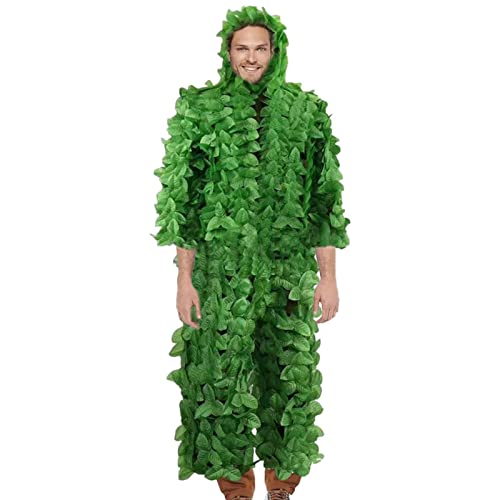 Botiniv Ghillie-Anzug - 3D-Blatt-Camouflage mit Verstellbarer elastischer Taille,Gilly-Anzug für Wald, Dschungeljagd, Halloween, Tierfotografie