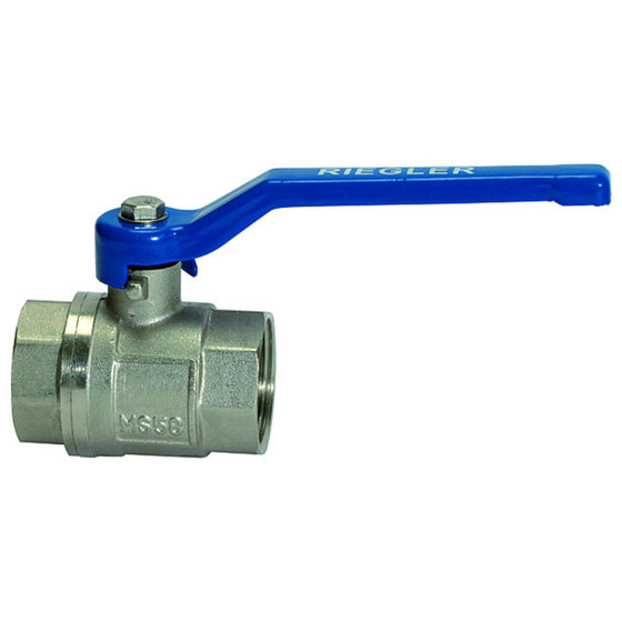 Kugelhahn »valve line«, Handhebel blau, Messing vernickelt, IG/IG, G 2, DN 45, Betriebstemp. -20 °C bis 120 °C, PN max 25 bar