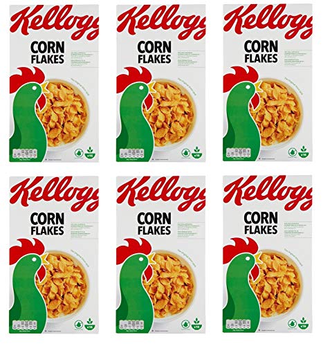 6x Kellogg's Corn Flakes Knusprige goldene und leckere ohne Palmöl ohne Farbstoffe ohne künstliche Aromen 500g