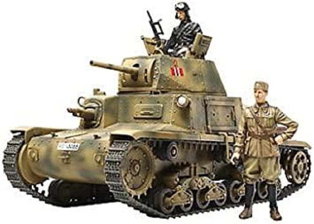 TAMIYA 300035296 300035296-1:35 WWII Italian Medium Panzer Carro Armato M13/40 (2), originalgetreue Nachbildung, Plastik Bausatz, Basteln, Modellbausatz, Zusammenbauen, unlackiert, grün