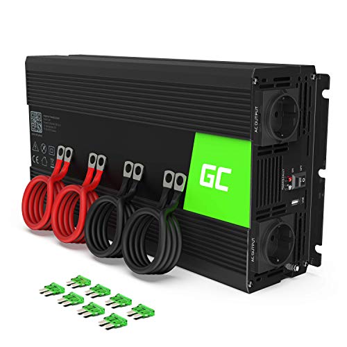 Green Cell® 2000W/4000W 12V auf 230V Reiner Sinus Spannungswandler Wechselrichter Konverter Pure Sine Power Inverter Umwandler für Auto, Direktanschluss an Autobatterie inkl.