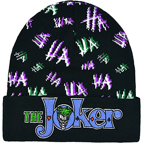 Concept One Unisex-Erwachsene DC Comics The Joker, gestrickt, mit Bündchen Beanie-Mütze, schwarz, Einheitsgröße