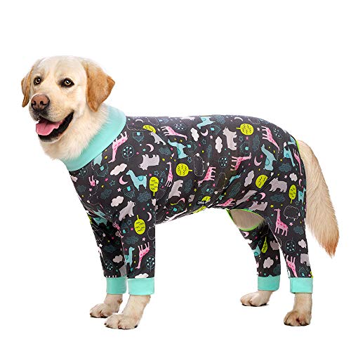 Miaododo Hunde-Pyjama, Jumpsuit für mittelgroße und große Hunde, leicht, bezaubernd, Kleidung, Einteiler, Shirt für große Hunde nach Operationen, voller Bauch, 26