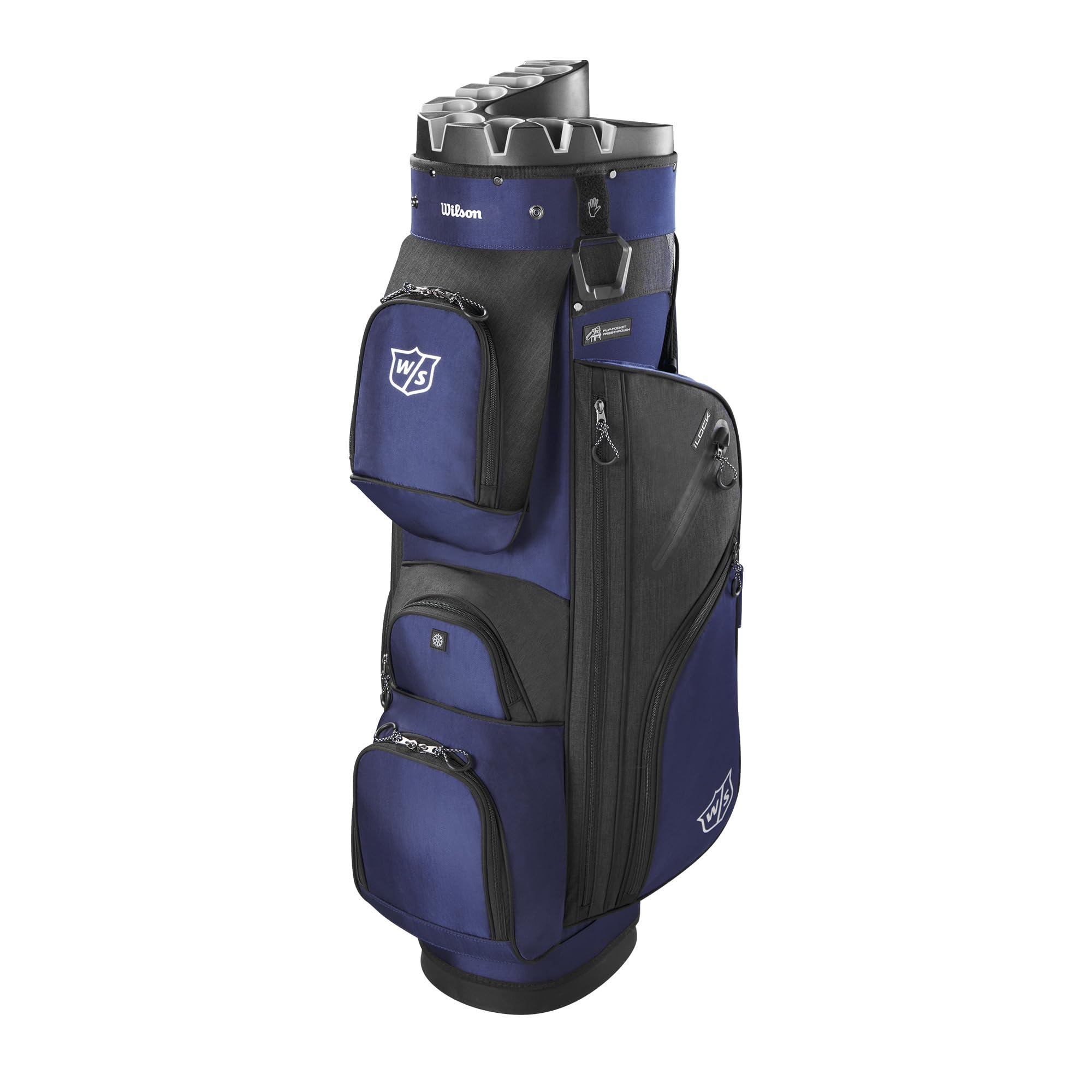Wilson Staff Golftasche, i Lock 3 Cart Bag, Trolleytasche, 14 Fächer für diverse Golfschläger, Marineblau/Schwarz