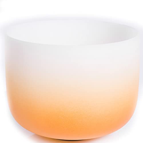 Perfect Pitch 432Hz Frosted Quartz Crystal Singing Bowl mit Wildlederschläger und O-Ring, für Meditation, Klangheilung, (Farbe: D Navel, Größe: 12 Zoll)