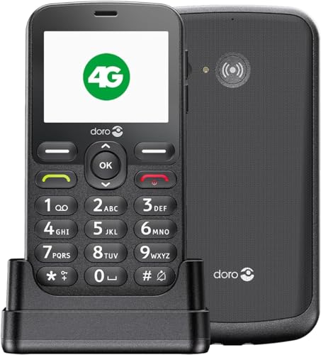 Doro 1880 4G entsperrtes Senioren-Handy, digital, sprechende Tasten, klarer Ton, Kamera, Bluetooth, Unterstützungstaste, einfaches Mobiltelefon ohne Internet (schwarz)