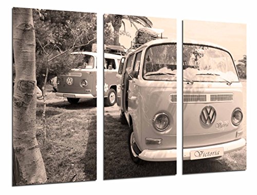 Wandbild - Weinlese Sepia Volkswagen van, 97 x 62 cm, Holzdruck - XXL Format - Kunstdruck, ref.26607