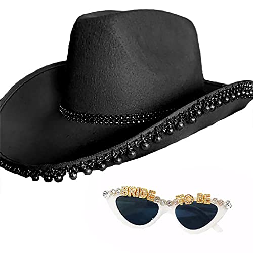Wilgure Cowboyhut, Cowboybrille, Cowgirl-Brille, Brautbrille, Junggesellinnenabschied, Partyhut, Cowgirlhut, Cowboyhut, Brille