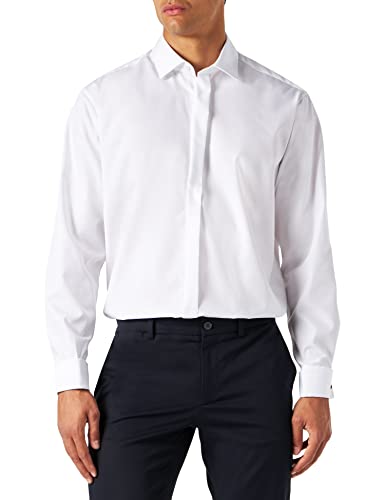 Seidensticker Herren Smoking Hemd Modern Fit, Weiß (01 Weiß), Small (Herstellergröße: 38)