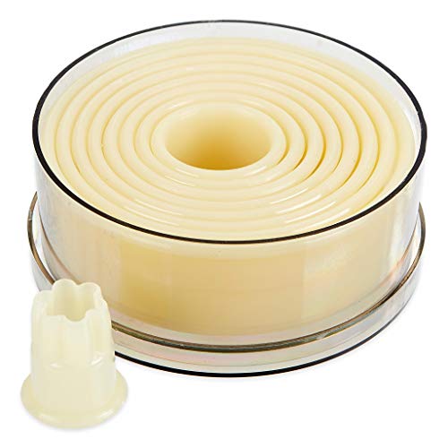 thermohauser Ausstecherset (Nylon), rund und gewellt, weiß, Durchmesser 2,0-10,0 cm, 9-tlg, Kunststoff