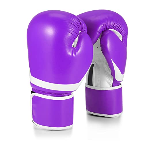 Flexzion 284 g Boxhandschuhe Sparring Trainingshandschuhe Boxhandschuhe Boxsack Handschuhe für Kickboxen, MMA, Muay Thai, Training, Sparing, Tasche mit Handgelenkbandage, Lila