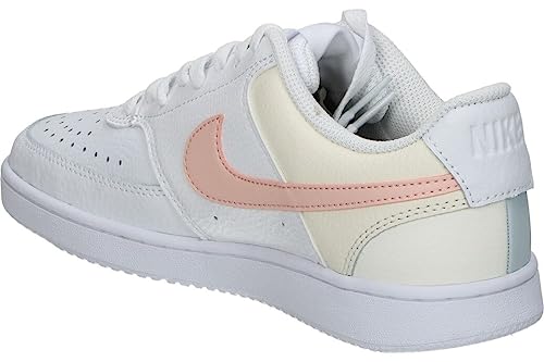 Nike Damen Court Vision Low Sneaker, White/Washed Coral-Aura-Pale Ivory, 42.5 EU