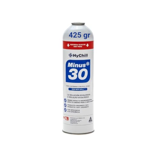 Flasche mit 425 g ökologischem Kühlgas Minus 30 für Systeme mit R12 R134a R1234yf und Ersatzstoffen. Ideal für Ihr Auto und Ihren Kühlschrank.