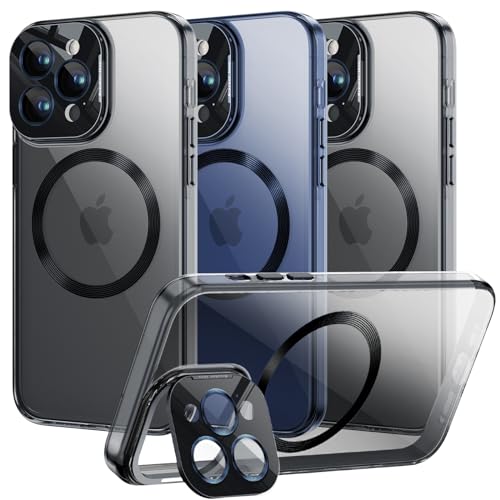 Neeliup Hülle Mag Safe für iPhone 15 Pro Max mit Kameraschutz - 【Unsichtbar ständer 】【Handyhülle Durchsichtig】【 Stoßfest & Magnetische Case】 Schutzhülle Transparent für 15 Pro Max(6.7'')