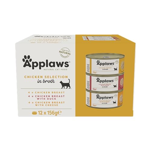 Applaws Wet Cat Food, Multipack Chicken Selection in Broth (Pack of 12 x 156g Tins)