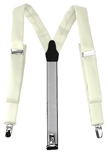 TigerTie schmaler Unisex Hosenträger in Y-Form mit 3 extra starken Clips - Farbe in beige einfarbig Uni - hochwertige Verarbeitung